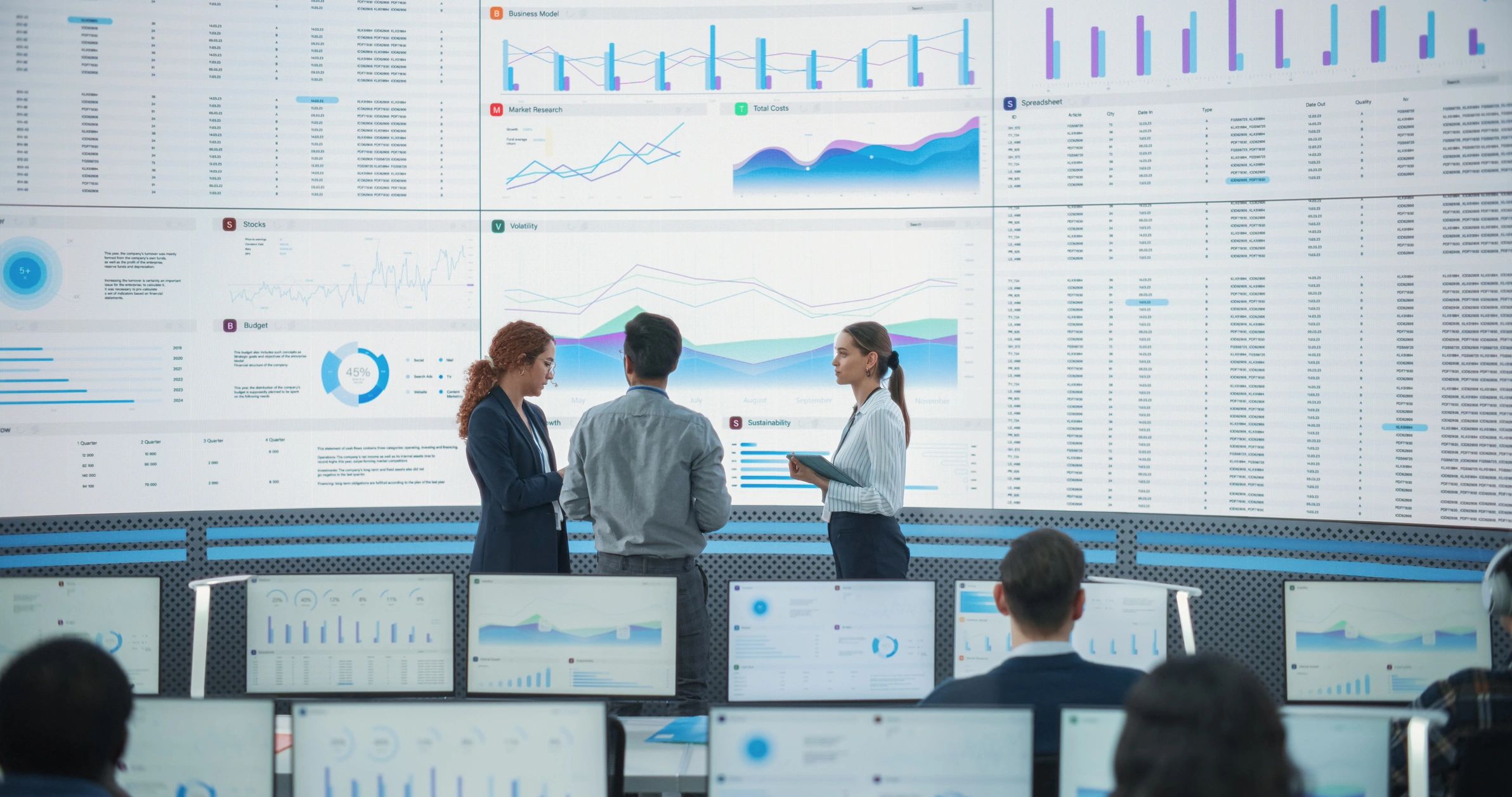 Technology specialists working in a modern operations environment